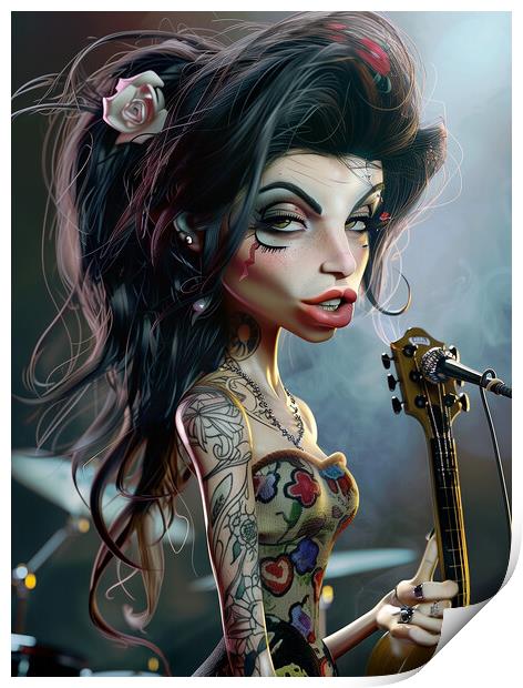 Amy Winehouse Caricature Print by Steve Smith