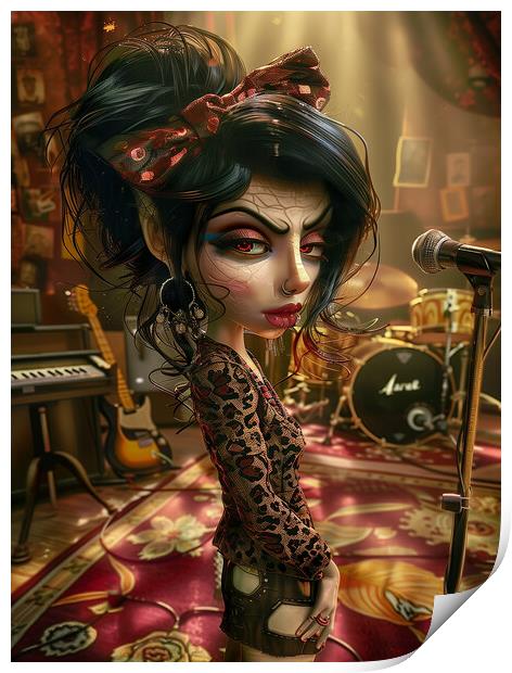 Amy Winehouse Caricature Print by Steve Smith