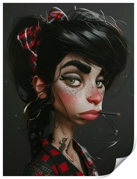 Amy Winehouse Caricature Print by Steve Smith