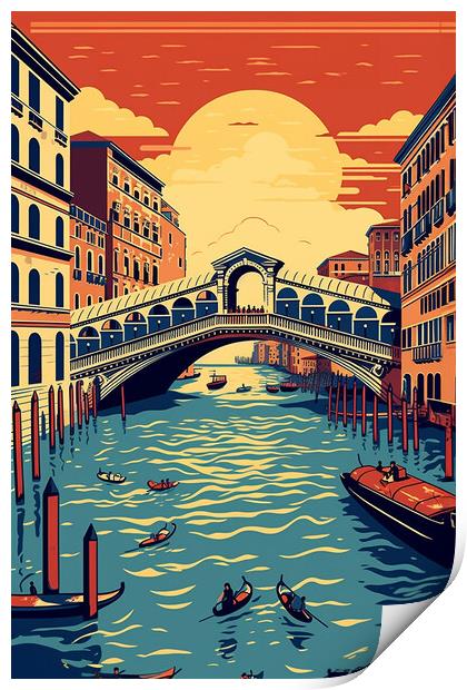 Vintage Travel Poster Venice Print by Steve Smith