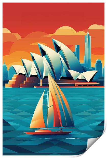 Vintage Travel Poster Sydney Print by Steve Smith