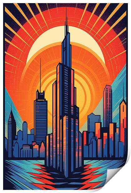 Vintage Travel Poster Chicago Print by Steve Smith