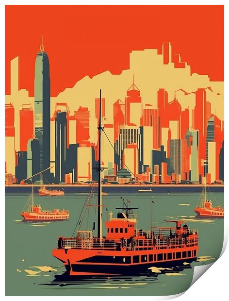 Vintage Travel Poster Hong Kong Print by Steve Smith