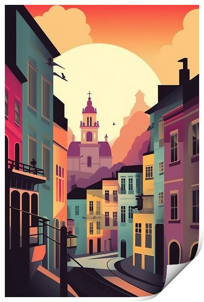 Vintage Travel Poster Prague Print by Steve Smith