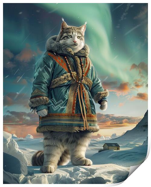 Arctic Anthropomorphic Cat Print by Steve Smith