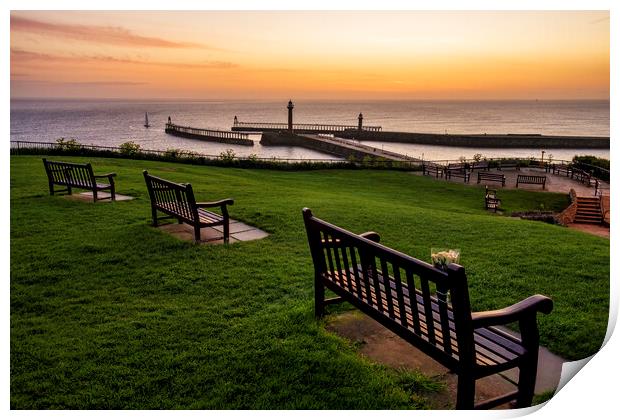 Whitby West Cliff Print by Tim Hill