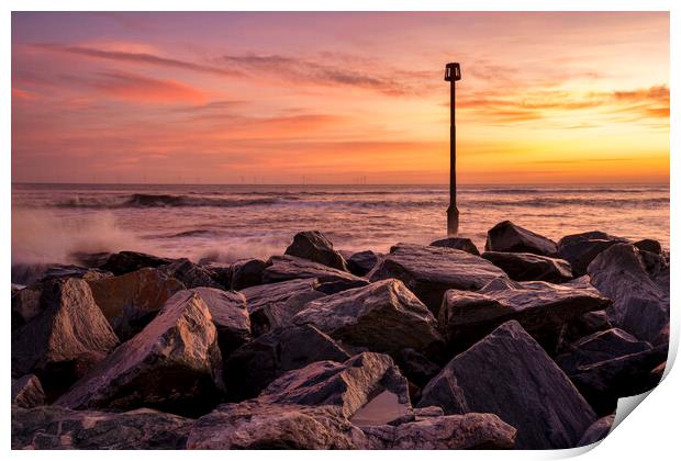 Majestic Sunrise Over Withernsea Beach Print by Tim Hill