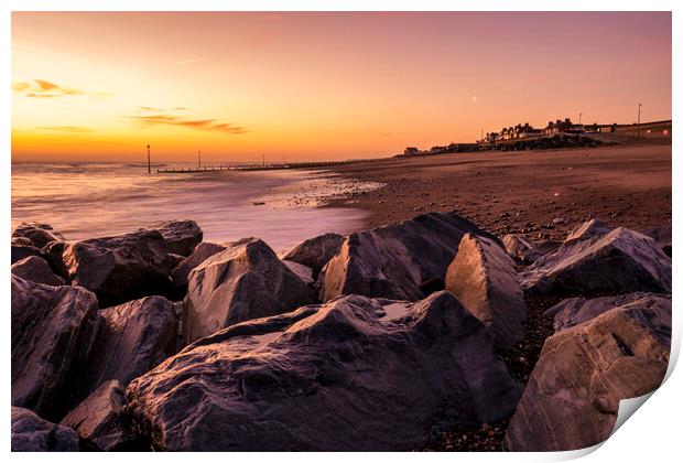 Golden Hour on Withernsea Beach Print by Tim Hill