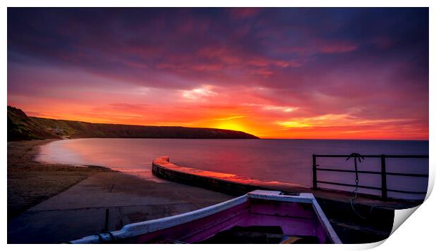 Autumn Sunrise on Filey Brigg Print by Tim Hill