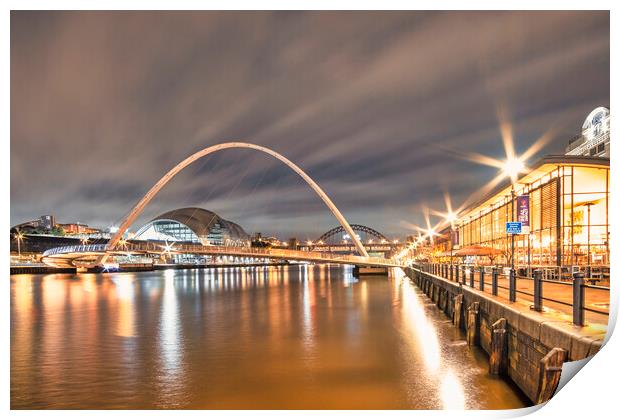 Newcastle Quays at Night Print by Tim Hill