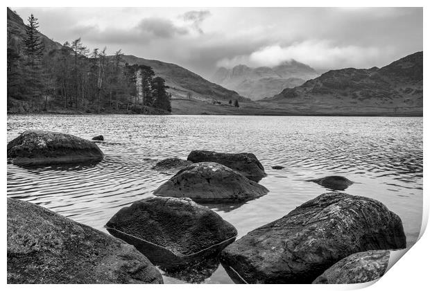 The Langdale Pikes from Blea Tarn Print by Tim Hill