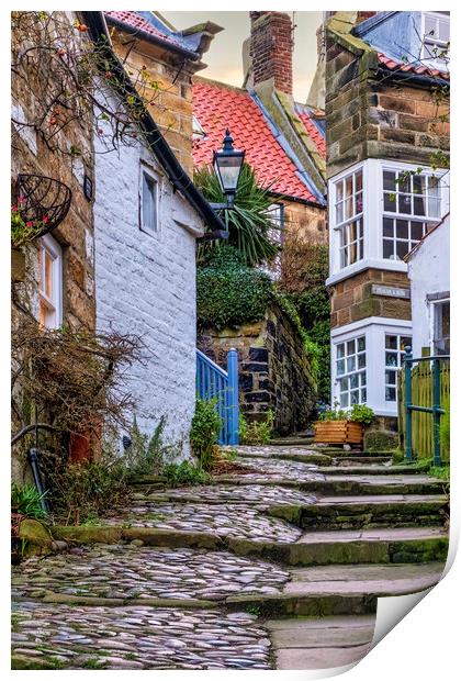 Charming Robin Hoods Bay Backstreets Print by Tim Hill