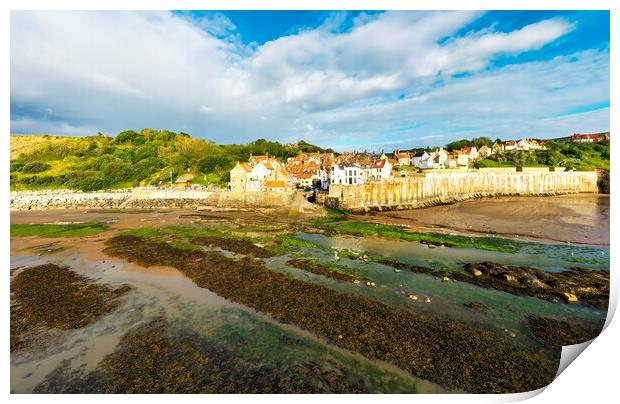 Robin Hoods Bay by Air Print by Tim Hill