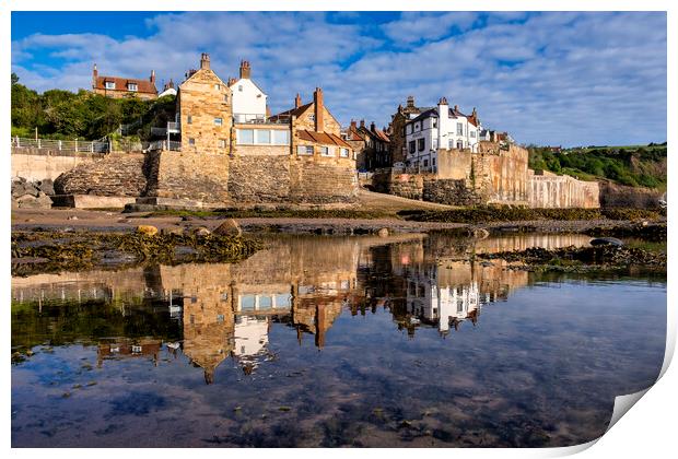 Serene Reflections of Robin Hoods Bay Print by Tim Hill