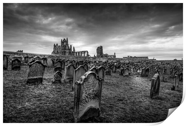 Whitby Abbey and St Marys Graveyard Print by Tim Hill