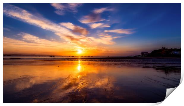 Tenby Beach Sunrise Reflections Print by Tim Hill