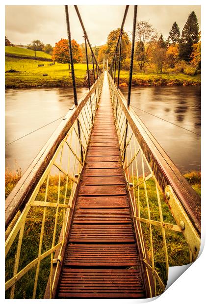 Hebden Suspension Bridge Print by Tim Hill