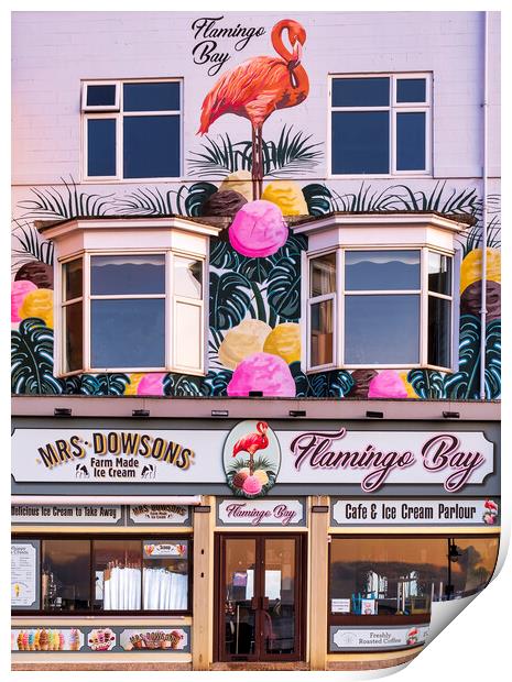 Flamingo Bay Ice cream Parlour Scarborough Print by Tim Hill