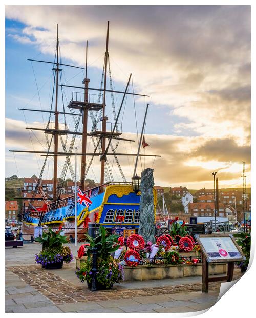 Whitby HMS Endeavour Print by Tim Hill