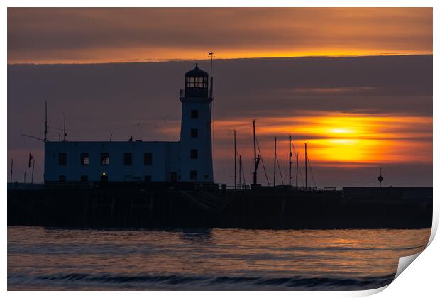 Scarborough Lighthouse Sunrise Print by Tim Hill