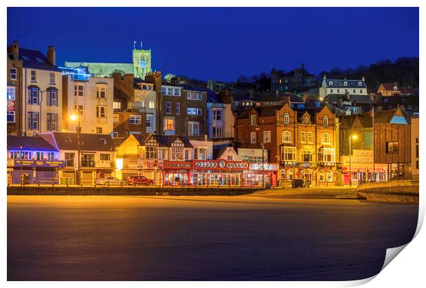 Scarborough Seafront at Night Print by Tim Hill