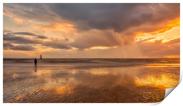 Crosby Beach Sunset, Another Place Print by Tim Hill