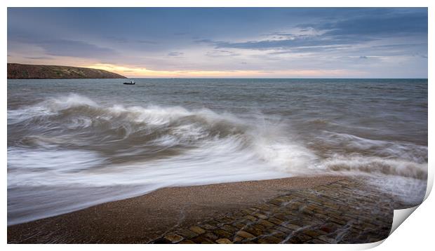 Filey Beach at High Tide Print by Tim Hill