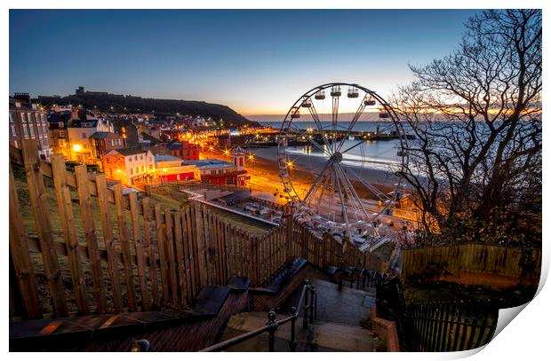 Scarborough Big Wheel and South Bay at Sunrise Print by Tim Hill
