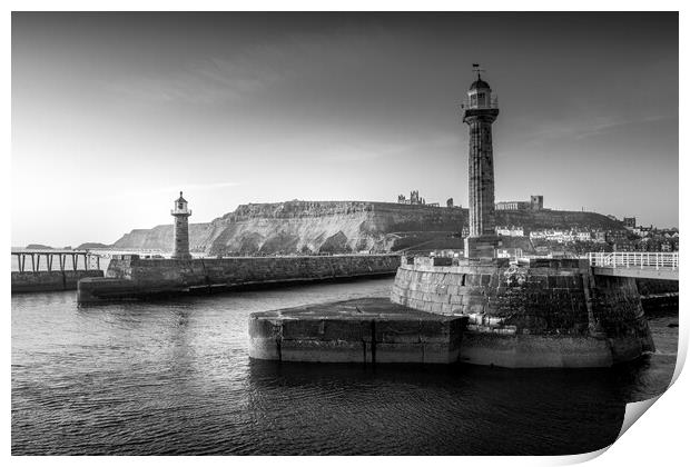 Whitby Black and White Print by Tim Hill