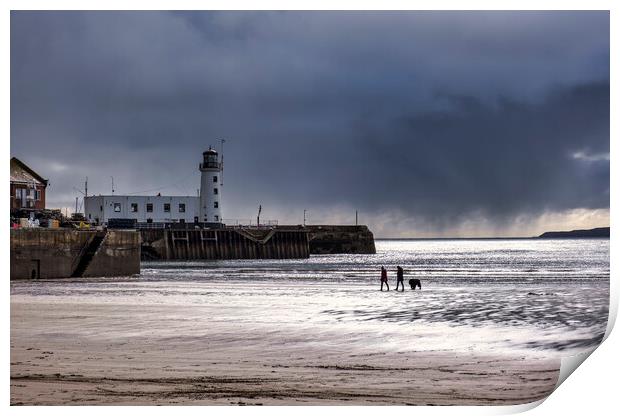 Scarborough Dog Walkers Print by Tim Hill