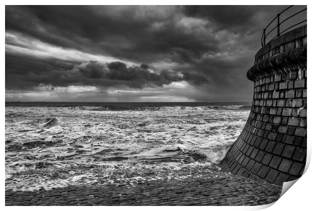 Filey Seascape Black and White Print by Tim Hill