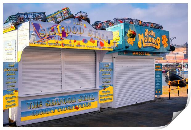 Scarborough Seafood Stall Print by Tim Hill