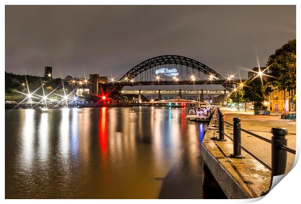 Newcastle Quayside at Night Print by Tim Hill