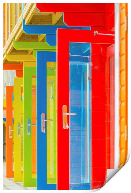 Vibrant Scarborough Beach Huts Print by Tim Hill