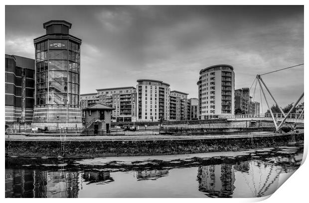 Leeds River Aire Black and White Print by Tim Hill