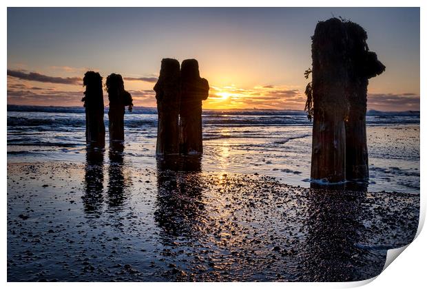 Sunrise over Sandsend Beach Print by Tim Hill