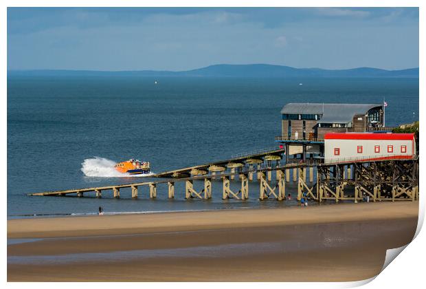 Brave RNLI Launches Tenby Lifeboat Print by Tim Hill