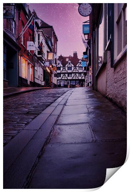 Steep Hill at Night, Lincoln Print by Tim Hill