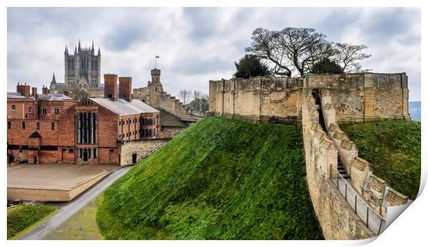Lincoln Castle Wall to Lincoln Cathedral Print by Tim Hill