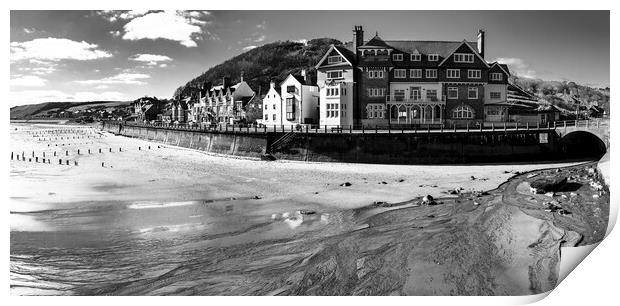 Sandsend Seafront Black and White Print by Tim Hill