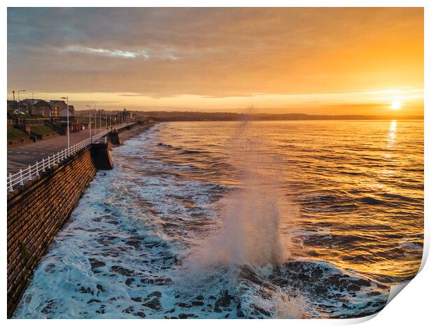 Bridlington Sunrise and Waves Print by Tim Hill