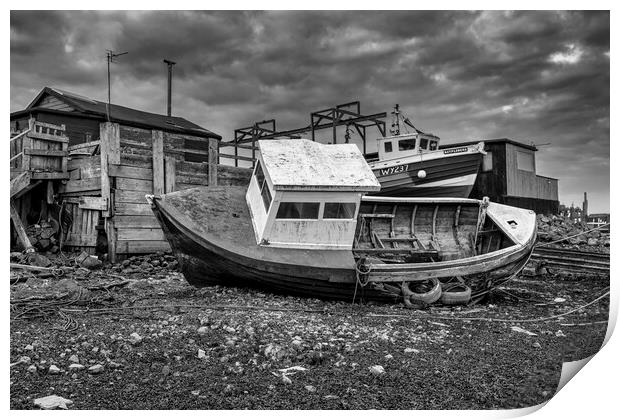 Paddy's Hole, South Gare: Black and White Print by Tim Hill