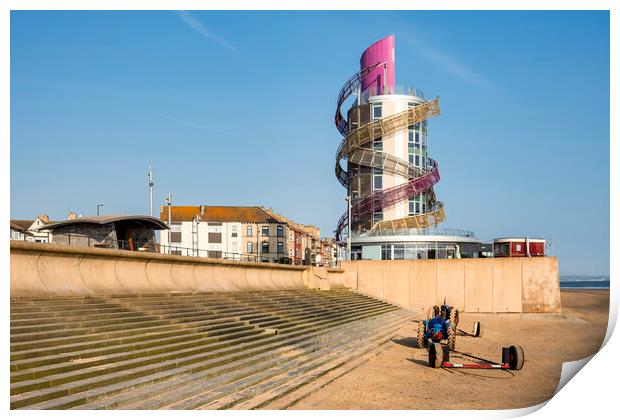 Redcar Beacon: Redcar Seafront and Beach Print by Tim Hill