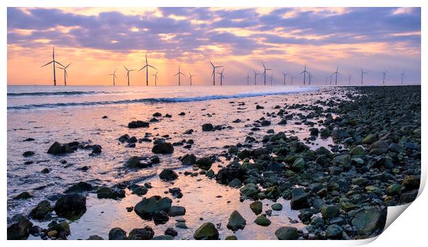 North Sea Sunrise: Tees Estuary South Gare Print by Tim Hill