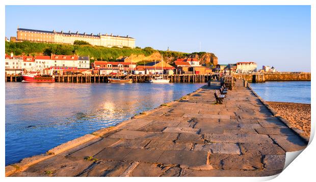 Whitby East Cliff Photographed from Tate Hill Pier Print by Tim Hill