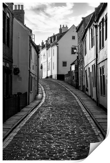 Henrietta Street Black and White Whitby Print by Tim Hill
