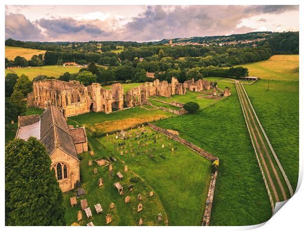 Easby Abbey and Church Yorkshire Print by Tim Hill