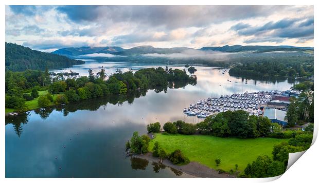 Mist over Lake Windermere Print by Tim Hill