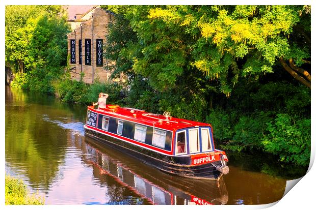 Hebden Bridge Canal Boat Print by Tim Hill
