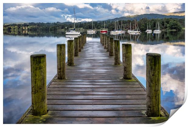 Ambleside Boat Jetty Lake Windermere Print by Tim Hill